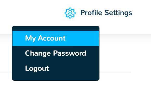 Dripflow Profile Settings menu with My Account selected