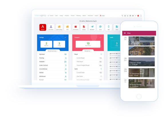 Aro CRM dashboard on a laptop and a phone