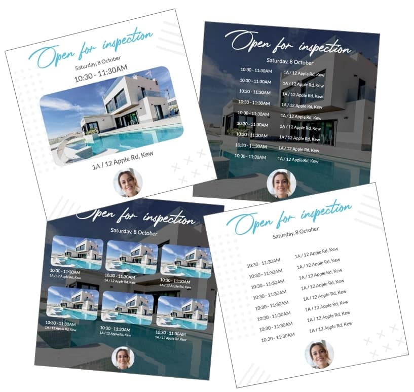 Four open for inspection graphic designs