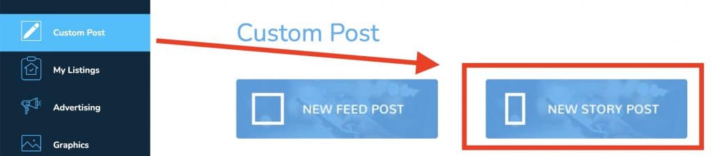Dripflow Custom Post screen with the New Story Post button highlighted