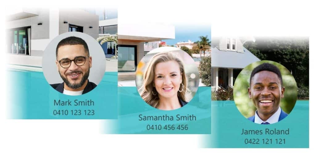 Profile graphics for three agents in a Dripflow team